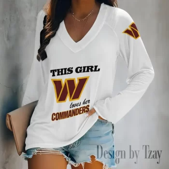 Washington Commanders Women's Long sleeves V-neck T-shirt