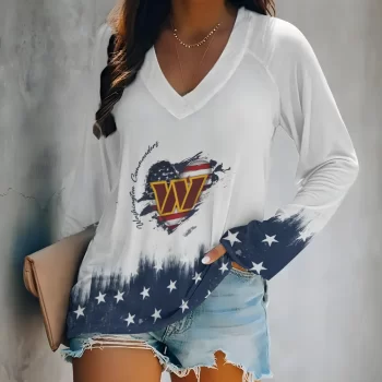 Washington Commanders Women's Long sleeves V-neck T-shirt