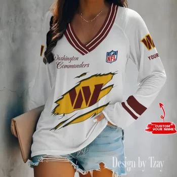 Washington Commanders Women's Long sleeves V-neck T-shirt