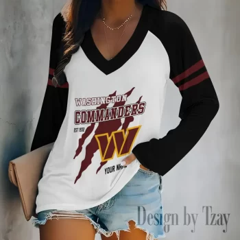 Washington Commanders Women's Long sleeves V-neck T-shirt