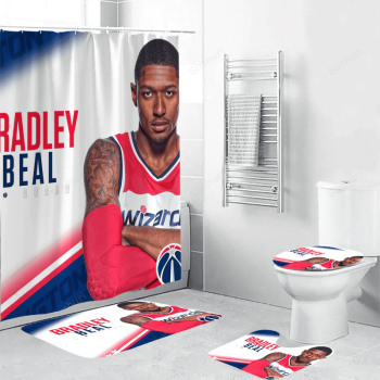 Washington Wizards Bradley Beal1 Waterproof Shower Curtain Non-Slip Toilet Lid Cover Bath Mat Bathroom Set BRS2312