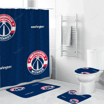 Washington Wizards2 Waterproof Shower Curtain Non-Slip Toilet Lid Cover Bath Mat Bathroom Set BRS2313