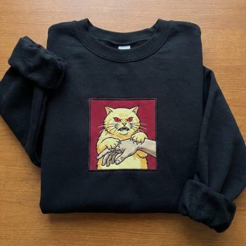 Angry Cat Embroidered Sweatshirt
