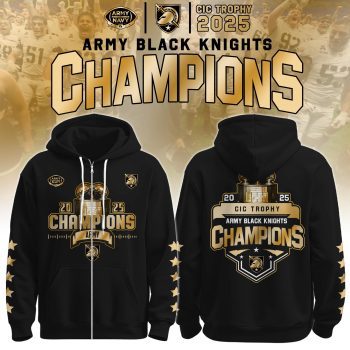 Army Black Knights Special CIC Trophy Champions 2025 Zip Hoodie BKH1308