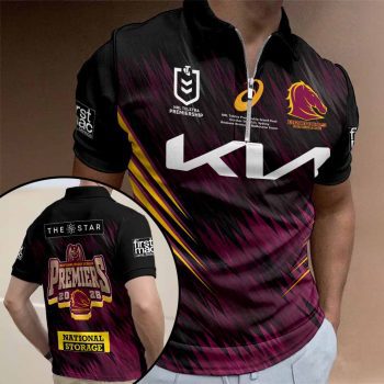 Brisbane Broncos 2025 NRL Premiers Zip Polo Shirt ZPL1020