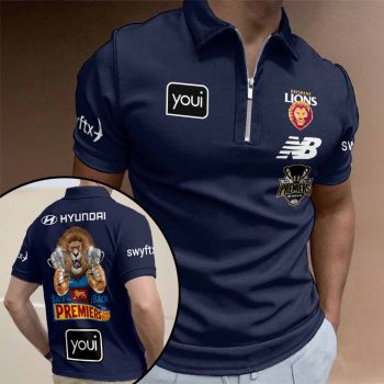 Brisbane Lions 2025 AFL Premiers Zip Polo Shirt ZPL1018
