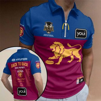 Brisbane Lions 2025 AFL Premiers Zip Polo Shirt ZPL1021
