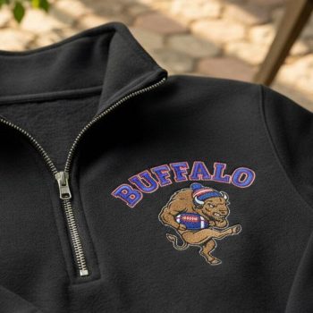 Buffalo Bills Football #17 Embroidered Quarter Zip - MVP Fan Game Day Sweatshirt EMB1010