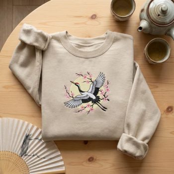 Crane Bird Sakura Blossom Sweatshirt