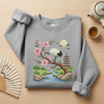 Cherry Blossom Pagoda Garden Cottagecore Nature Art