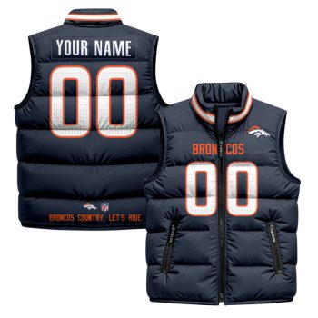 Denver Broncos 2025 Custom Puffer Vest - Navy