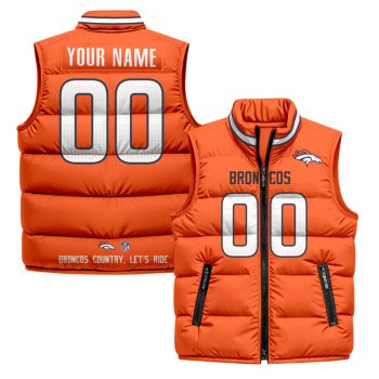 Denver Broncos 2025 Custom Puffer Vest - Orange