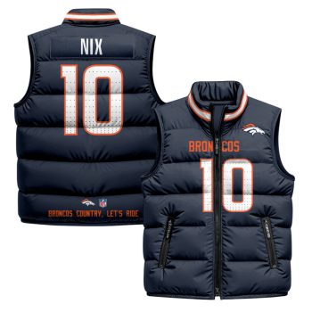 Denver Broncos 2025 Puffer Vest - Navy / Bo Nix