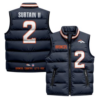 Denver Broncos 2025 Puffer Vest - Navy / Patrick Surtain II