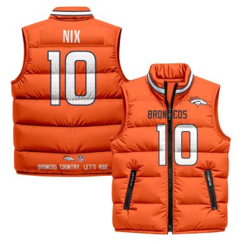 Denver Broncos 2025 Puffer Vest - Orange / Bo Nix