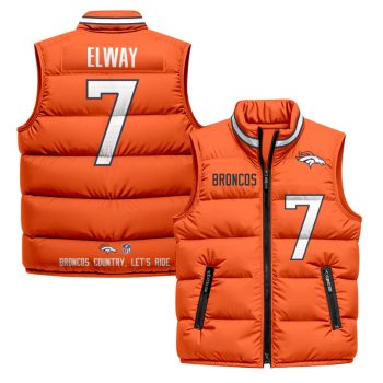 Denver Broncos 2025 Puffer Vest - Orange / John Elway