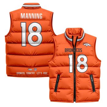 Denver Broncos 2025 Puffer Vest - Orange / Peyton Manning