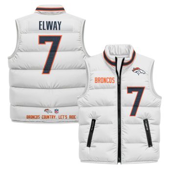 Denver Broncos 2025 Puffer Vest - White / John Elway