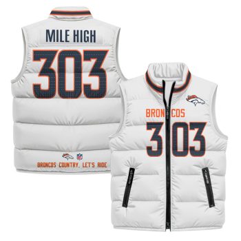 Denver Broncos 2025 Puffer Vest - White / Mile High 303