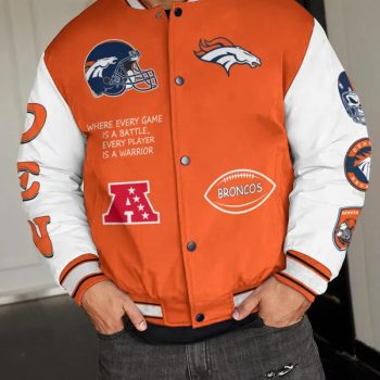 Denver Broncos National Football League Varsity Jacket Baseball Button Jacket BJA1193