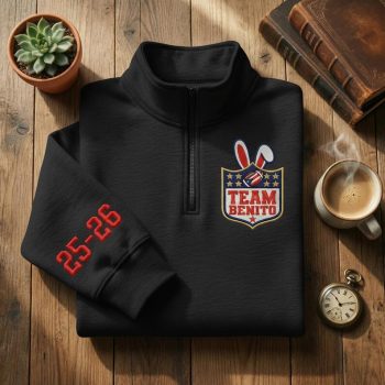Embroidered Team Benito Football Quarter Zip Sweatshirt Super Bowl LX 2026
