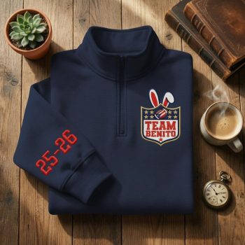 Embroidered Team Benito Football Quarter Zip Sweatshirt Super Bowl LX 2026