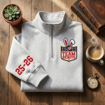 Embroidered Team Benito Football Quarter Zip Sweatshirt Super Bowl LX 2026