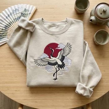 Flying Crane Embroidery Sweatshirt