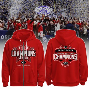 Georgia Bulldogs Champions Red Zip Hoodie Limited Edition BKH1583
