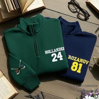 Hollander Rozanov Embroidered Quarter-Zip - Team Hollanov LGBT Hockey Romance Sweater EMB1016