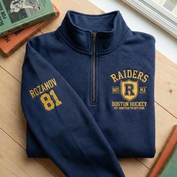 Ilya Rozanov #81 Boston Raiders Quarter Zip Sweatshirt Heated Rivalry LGBT Hockey Fan Gift