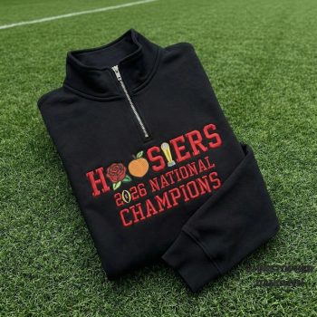 Indiana Hoosiers Champions 2026 Embroidered Quarter Zip - Trendy Trophy Fan Sweatshirt EMB1008