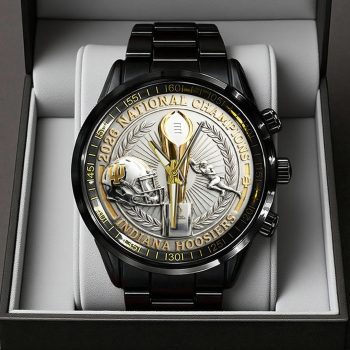Indiana Hoosiers Football 2025 National Champions Black Stainless Steel Watch CHAMP20266