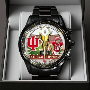 Indiana Hoosiers Football 2025 National Champions Black Stainless Steel Watch CHAMP20271