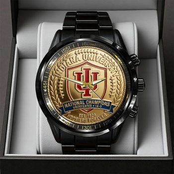 Indiana Hoosiers Football 2025 National Champions Black Stainless Steel Watch CHAMP20280