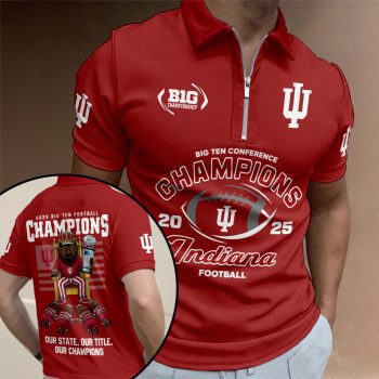 Indiana Hoosiers Football 2025 Zip Polo Shirt ZPL1017