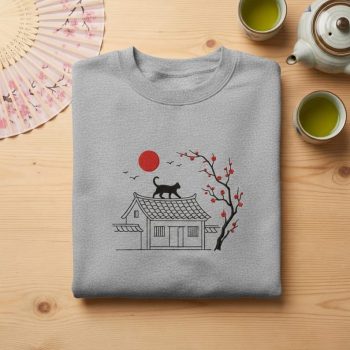 Red Sun Asian Aesthetic Cottagecore Nature Art