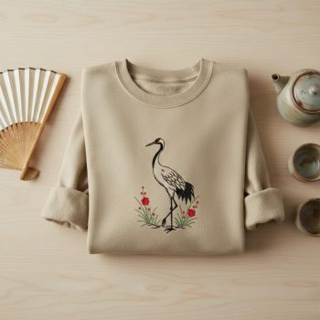 Japanese Crane Minimalist Sweatshirt