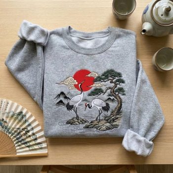 Red Sun Zen Aesthetic Asian Nature Art Gift