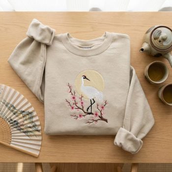 Japanese Crane Sakura Blossom Sweatshirt