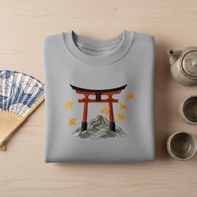 Japanese-Torii-Gate-Embroidered-Sweatshirt-Zen-Mountain-Cottagecore-Nature-Art-Gift-1 Zen Mountain Cottagecore Nature Art Gift