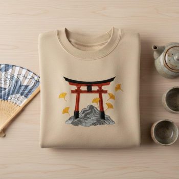 Japanese Torii Gate Embroidered Sweatshirt