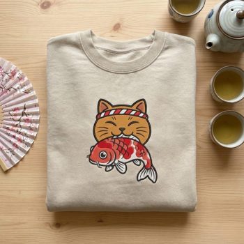 Kawaii Cat Lucky Koi Fish Sweatshirt