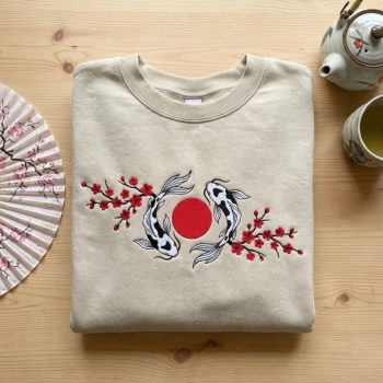 Koi Fish Embroidered Sweatshirt