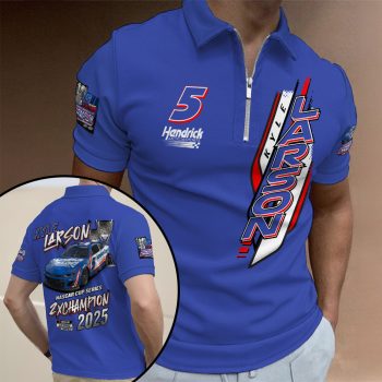 Kyle Larson 2025 NASCAR Cup Series Champion Zip Polo Shirt ZPL1035