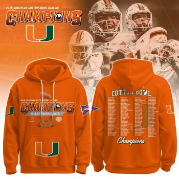 Miami Hurricanes Champions Cotton Bowl 2025/26 Hoodie orange Limited Edition BKH1157