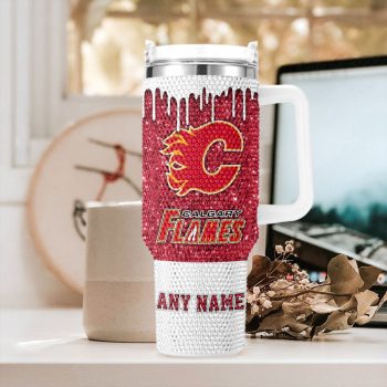 NHL Calgary Flames Personalized Name Rhinestone Diamond 40oz Tumbler