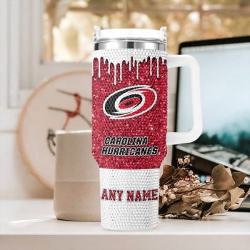 NHL Carolina Hurricanes Personalized Name Rhinestone Diamond 40oz Tumbler