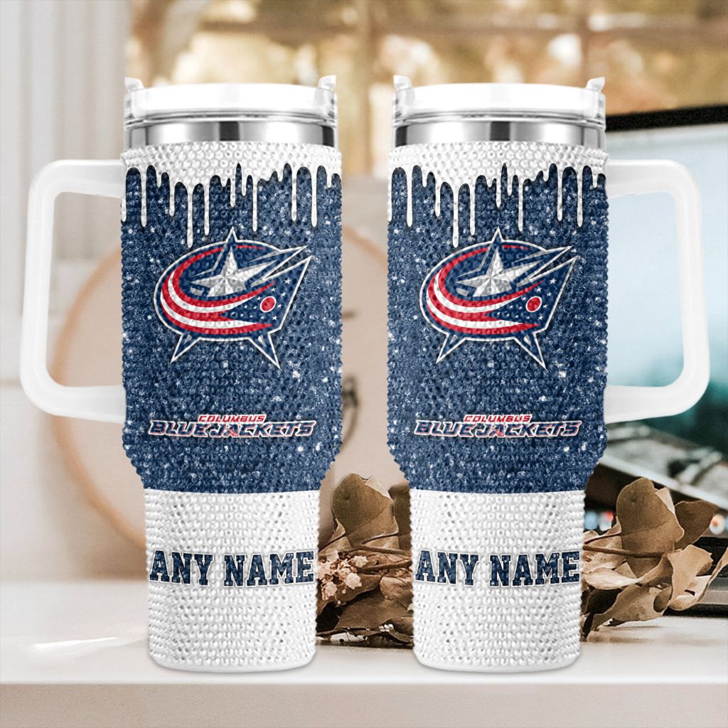 NHL-Columbus-Blue-Jackets-Personalized-Name-Rhinestone-Diamond-40oz-Tumbler-1