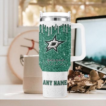 NHL Dallas Stars Personalized Name Rhinestone Diamond 40oz Tumbler